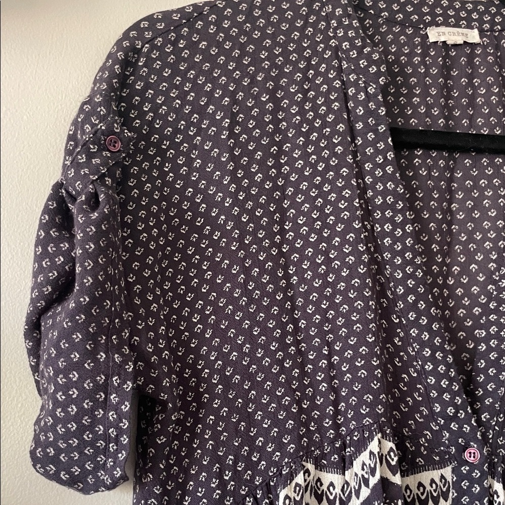 En Créme|Printed high low Blouse|Blue white|Small|EUC - Picture 8 of 12